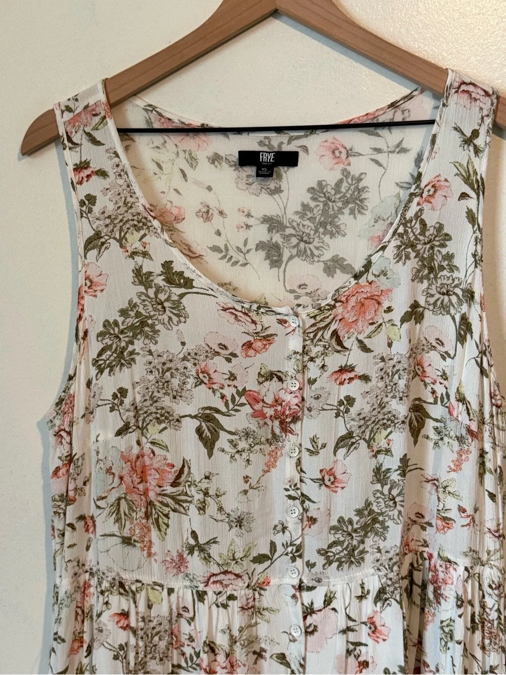Frye Cream Maxi Dress with Pink Floral Print - Picture 3 of 8
